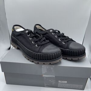Palladium Pallashock  OG Canvas Shoes Black Mens Size 10.5 Lace Tie UP  Y2K